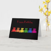 Rainbow Teddies Karte (Gelbe Blume)