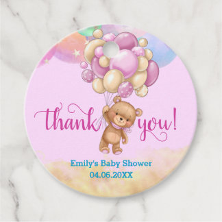 Rainbow Teddy Bear Balloons Danke Baby Shower Geschenkanhänger