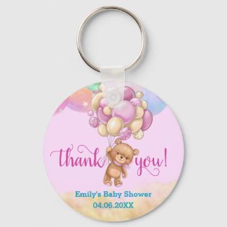 Rainbow Teddy Bear Balloons Danke Baby Shower Schlüsselanhänger