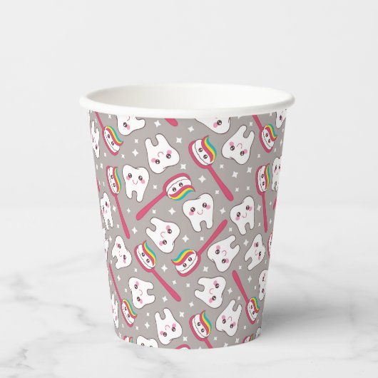 Rainbow Teeth Pattern Pappbecher (Vorderseite)