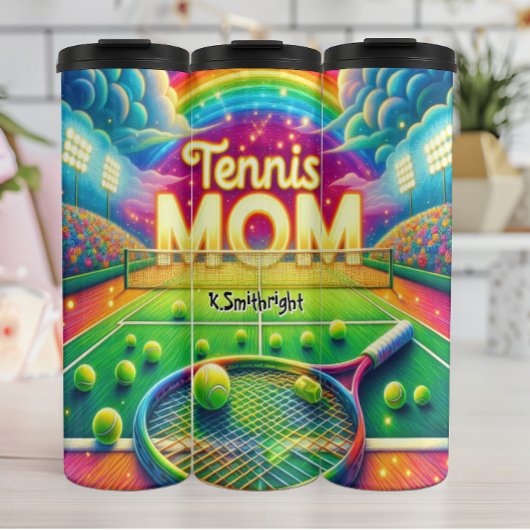 Rainbow Tennis Mama Court Thermosbecher