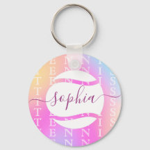 Rainbow Tennis Typografie Ball & Girl Players Kind