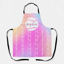 Rainbow Tennis Typografie Ball & Girl Players Kind