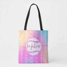 Rainbow Tennis Typografie Ball & Girl Players Kind Tasche