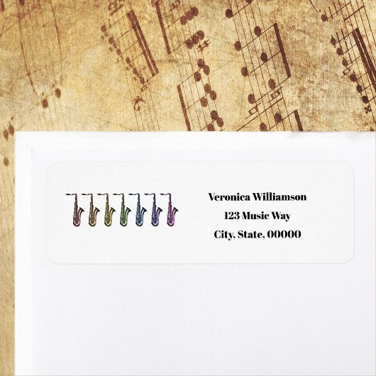 Rainbow Tenor Saxophone Personalize Return Address