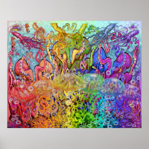Rainbow Tentacles Poster