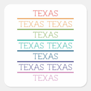 Rainbow Texas, Texas, Texas Quadratischer Aufkleber