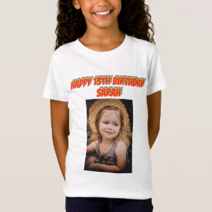 Rainbow Text Birthday Foto T - Shirt