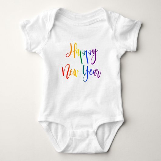 Rainbow Text LGBTQ Gay Pride Happy New Year Baby Strampler (Vorderseite)