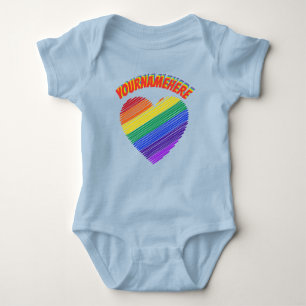 Rainbow Text Rainbow Heart Baby Bodysuit Baby Strampler