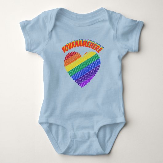 Rainbow Text Rainbow Heart Baby Bodysuit Baby Strampler (Vorderseite)