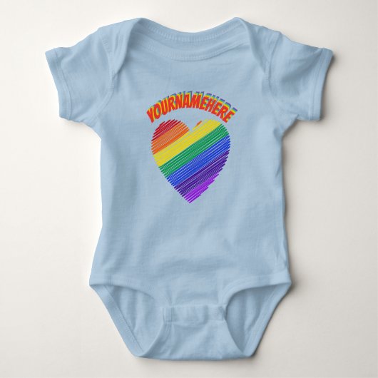 Rainbow Text Rainbow Heart Baby Bodysuit Strampler (Vorderseite)
