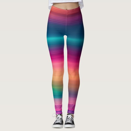 Rainbow Textur Linie Muster Leggings (Vorderseite)