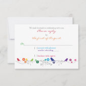 Rainbow Theme Birds Blume Hochzeit RSVP Antwort (Vorderseite)