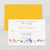 Rainbow Theme Birds Blume Hochzeit RSVP Antwort (Vorne/Hinten)