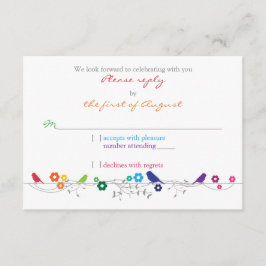 Rainbow Theme Birds Blume Hochzeit RSVP Antwort