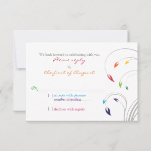 Rainbow Theme Floral Wedding RSVP Antwort