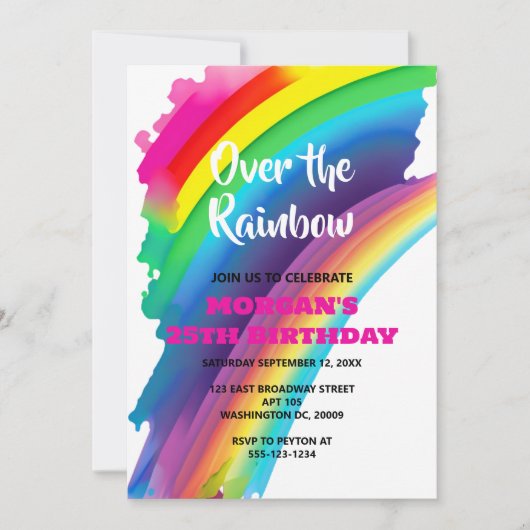 Rainbow Theme Geburtstagsparty Einladung (Vorderseite)