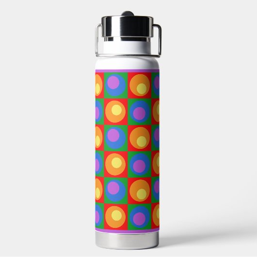 Rainbow Theme Square Geometric Design Hot Cold Trinkflasche (Hinten)