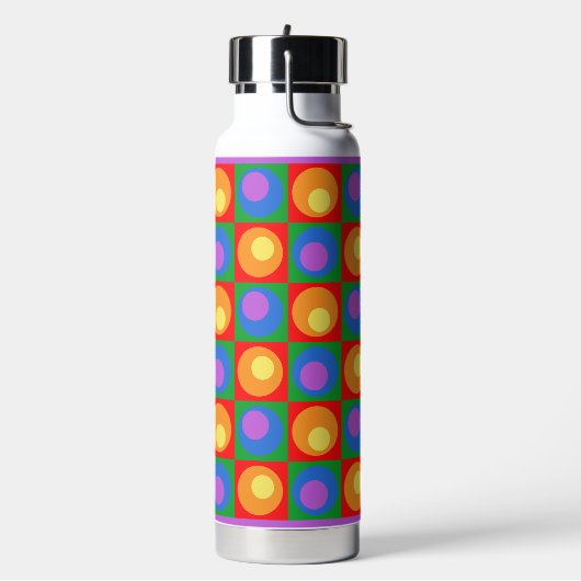 Rainbow Theme Square Geometric Design Hot Cold Trinkflasche (Links)