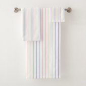 Rainbow Thin Stripes Weißes Muster Badhandtuch Set (Insitu)