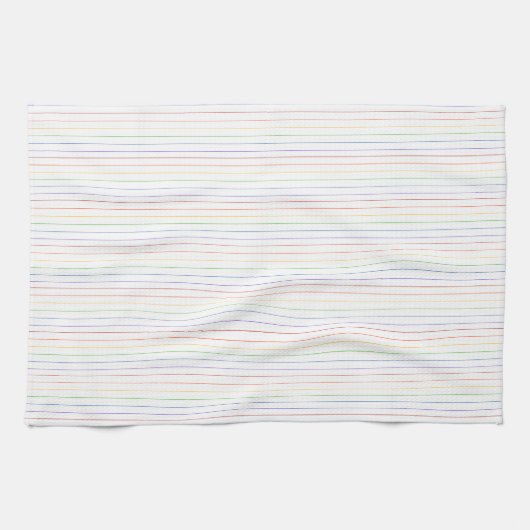 Rainbow Thin Stripes Weißes Muster Geschirrtuch (Horizontal)