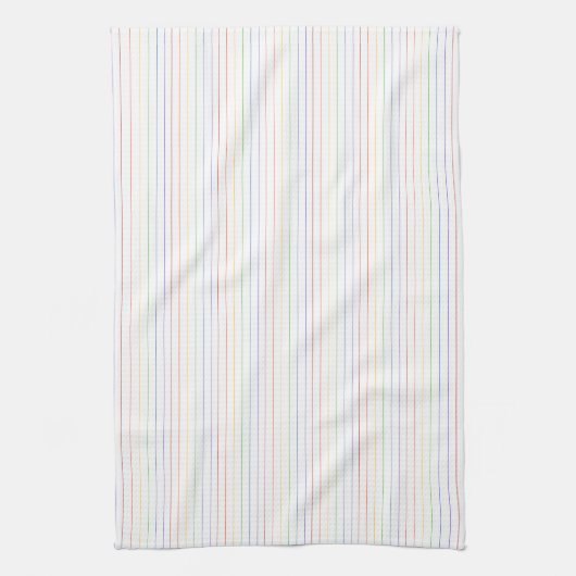 Rainbow Thin Stripes Weißes Muster Geschirrtuch (Vertikal)
