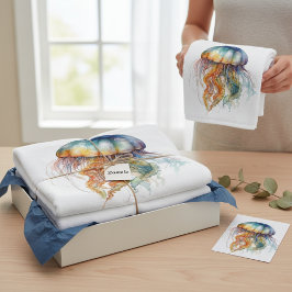 Rainbow Tides Jellyfish: Wasserfarben Kunst Badehandtuch
