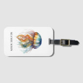 Rainbow Tides Jellyfish: Wasserfarben Kunst Gepäckanhänger (Vorderseite (Horizontal))
