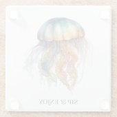 Rainbow Tides Jellyfish: Wasserfarben Kunst Glasuntersetzer (Rückseite)