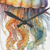 Rainbow Tides Jellyfish: Wasserfarben Kunst Große Wanduhr