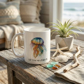 Rainbow Tides Jellyfish: Wasserfarben Kunst Kaffeetasse