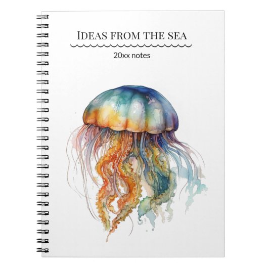 Rainbow Tides Jellyfish: Wasserfarben Kunst Notizblock (Vorderseite)