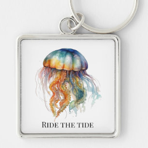 Rainbow Tides Jellyfish: Wasserfarben Kunst Schlüsselanhänger