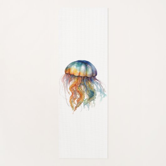 Rainbow Tides Jellyfish: Wasserfarben Kunst Yogamatte (Vorderseite)