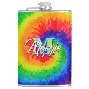 Rainbow Tie-Dye Alcohol Ink Flachmann