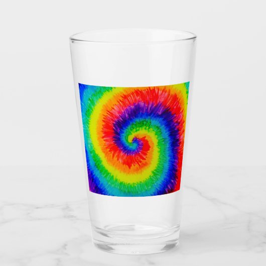 Rainbow Tie-Dye Alcohol Ink Glas (Vorderseite)