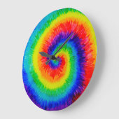 Rainbow Tie-Dye Alcohol Ink Große Wanduhr (Winkel)