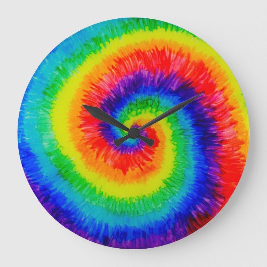 Rainbow Tie-Dye Alcohol Ink Große Wanduhr (Vorderseite)