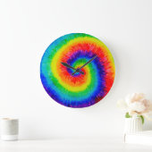 Rainbow Tie-Dye Alcohol Ink Große Wanduhr (Zuhause)