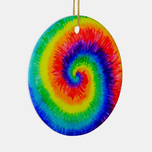 Rainbow Tie-Dye Alcohol Ink Keramik Ornament (Rechts)