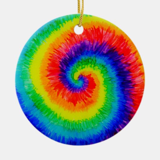 Rainbow Tie-Dye Alcohol Ink Keramik Ornament (Vorne)