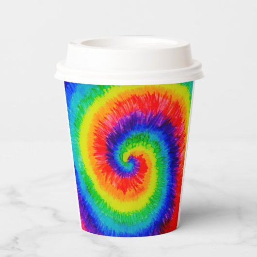 Rainbow Tie-Dye Alcohol Ink Pappbecher (Rückseite)