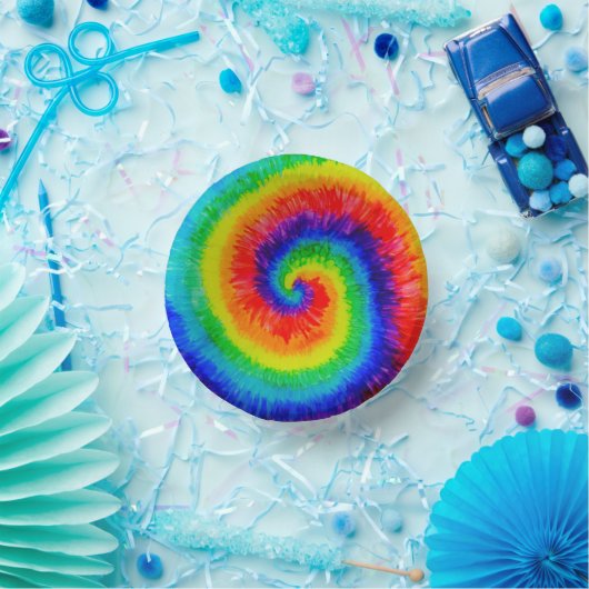 Rainbow Tie-Dye Alcohol Ink Pappteller (Party)