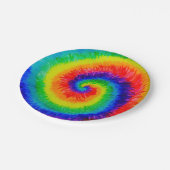 Rainbow Tie-Dye Alcohol Ink Pappteller (Schrägansicht)