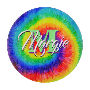 Rainbow Tie-Dye Alcohol Ink Schneidebrett