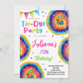 Rainbow Tiedye Birthday Einladung (Vorderseite)