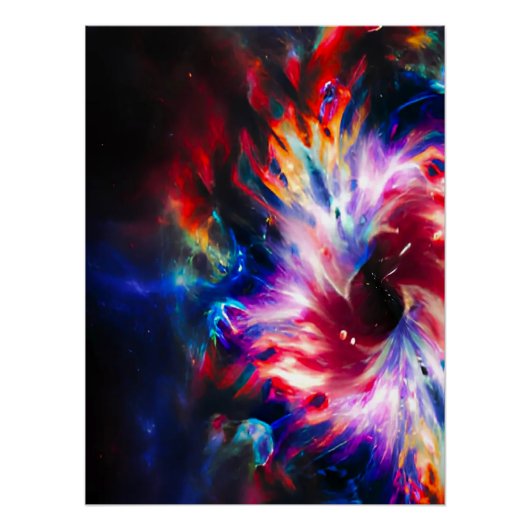 Rainbow TieDye Blackhole Galaxy Glossy Poster (Vorderseite)
