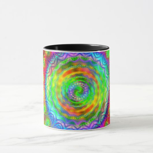 Rainbow Tiedye Fraktal Mandala Kaffeetasse (Zentrum)