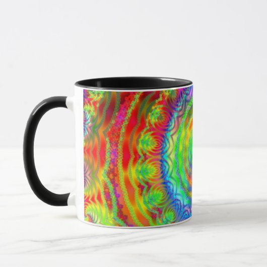 Rainbow Tiedye Fraktal Mandala Kaffeetasse (Links)